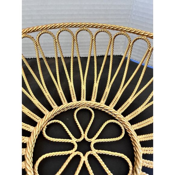 Metal Wire Round Bread Basket Twisted Gold Tone Heavy New 9-1/2" Decor Bowl - Picture 8 of 8